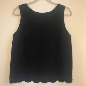 Black Scallop Hem Sleeveless Blouse